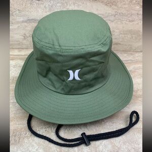 Hurley High Trail Army Green Bucket Hat with Drawstring Boonie Mens